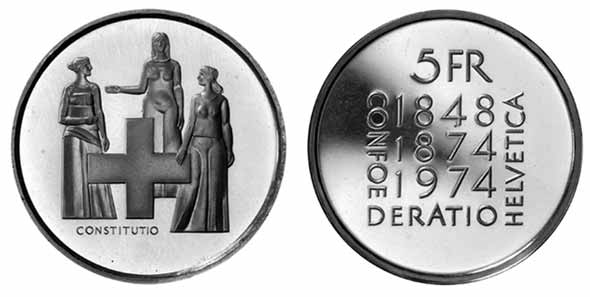 5 Franken Gedenkmünze 1974 Verfassung